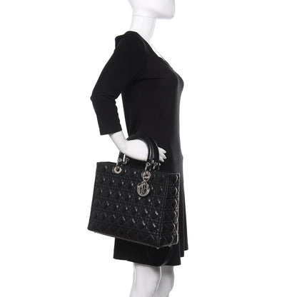 Christian Dior Lambskin Cannage Large Lady Dior Black 3 of 11