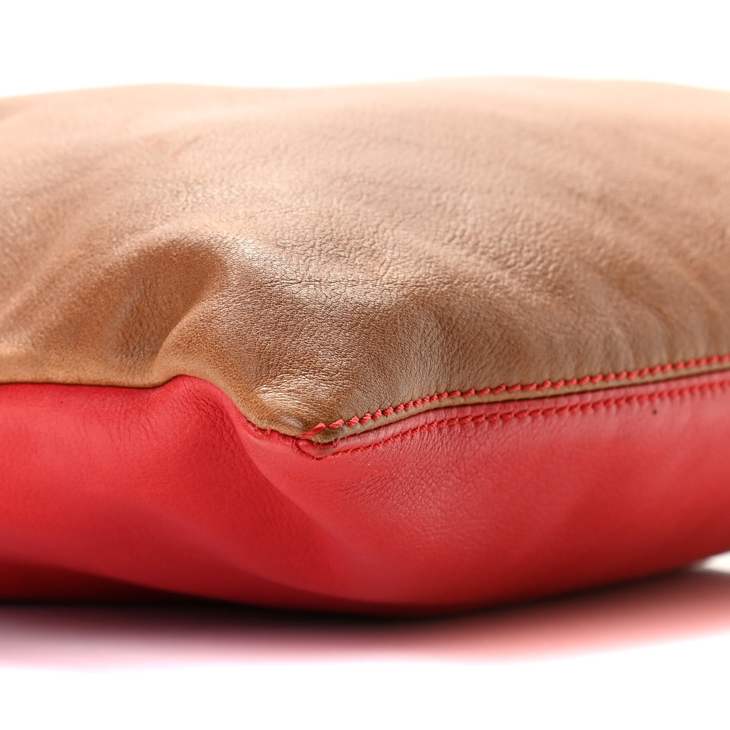 Vitello Foldover Clutch Red Brown