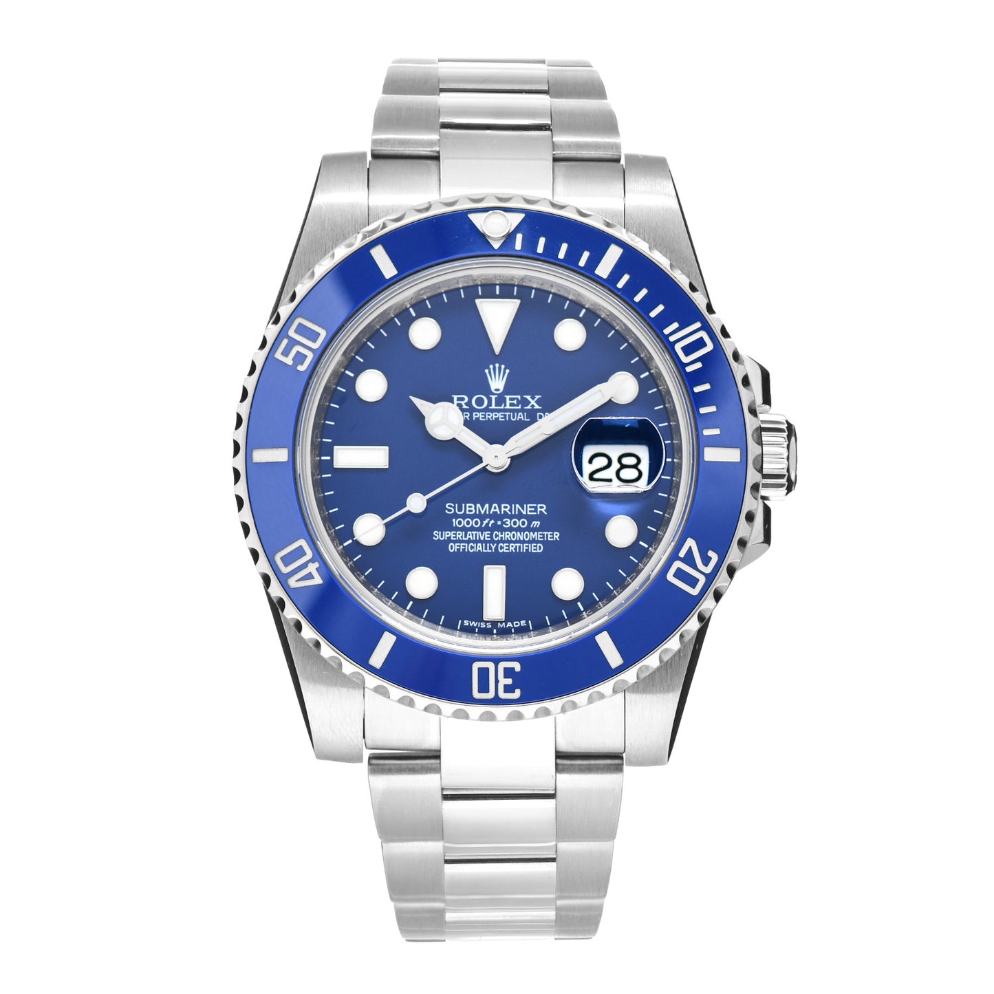 18K White Gold 40mm Oyster Perpetual Submariner Smurf Watch Royal Blue 116619LB