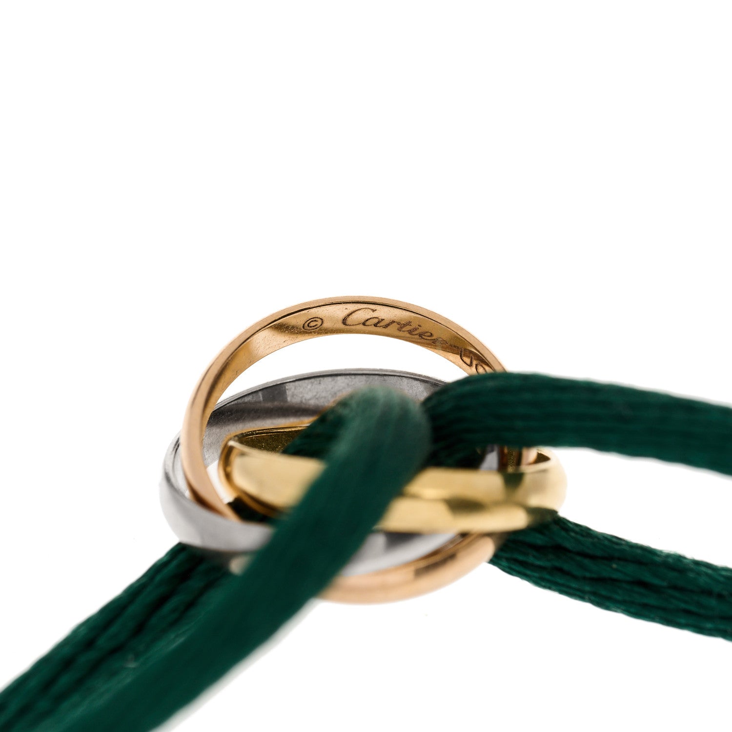 Cartier 18k Pink Yellow White Gold Trinity Adjustable Cord Bracelet Green 5 of 5
