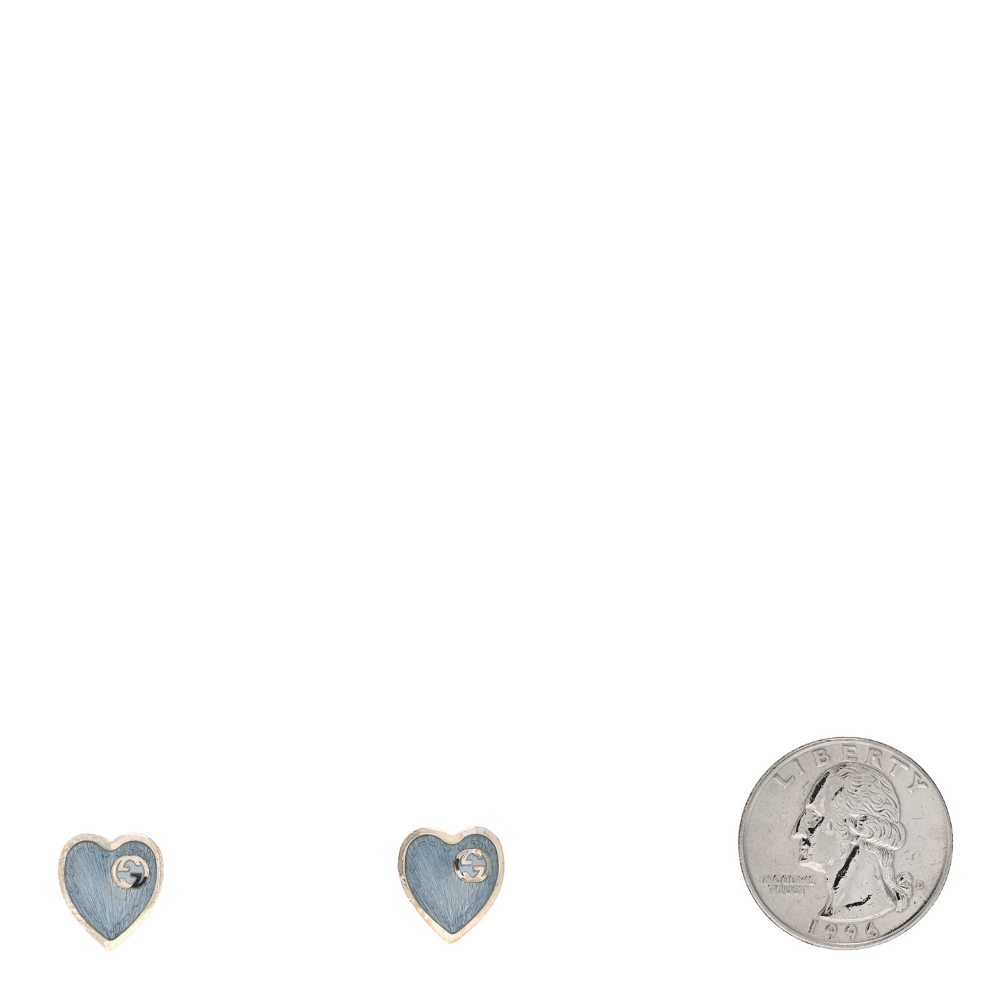 Sterling Silver Enamel Interlocking G Heart Stud Earrings Blue