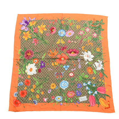 Gucci Silk Monogram Flora Fluo Square Scarf Orange 1 of 3