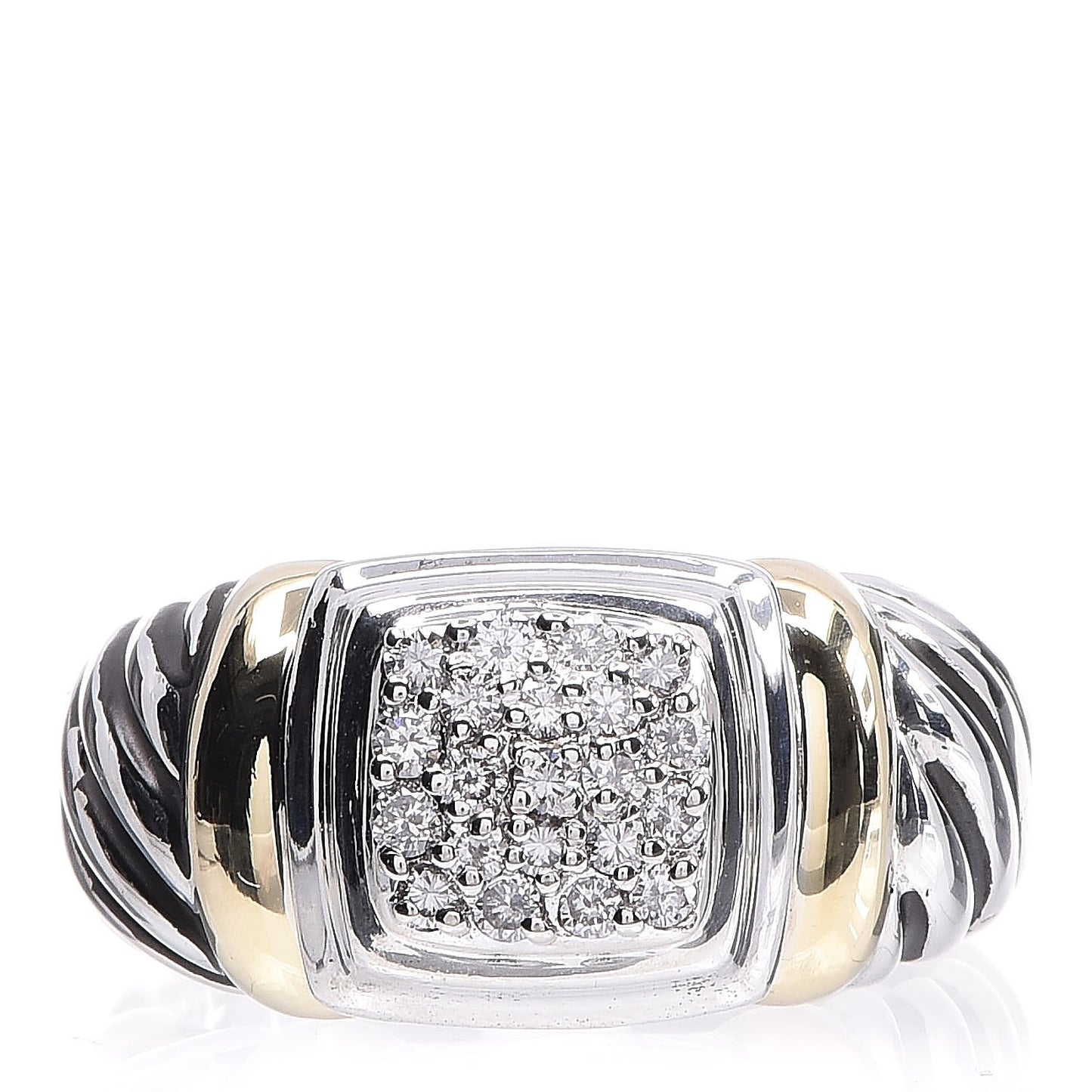 Sterling Silver 18K Yellow Gold Diamond Noblesse Ring 57 8