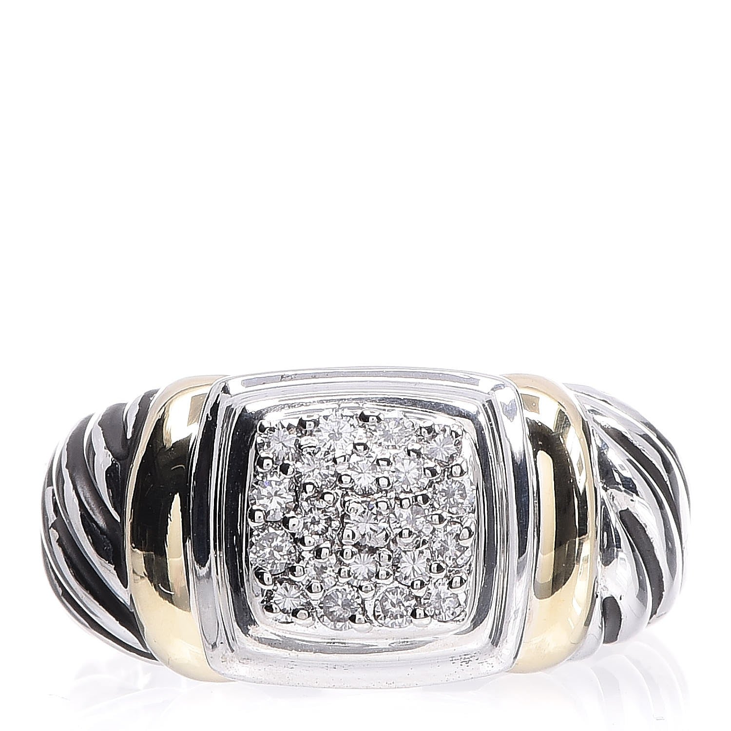 David Yurman Sterling Silver 18K Yellow Gold Diamond Noblesse Ring 57 8 1 of 5