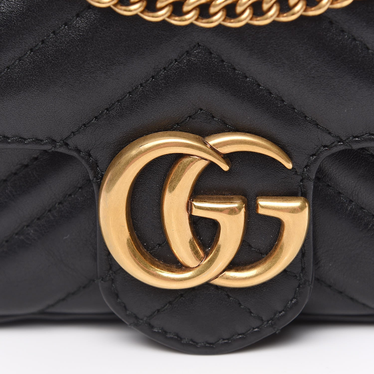 Gucci Calfskin Matelasse Super Mini GG Marmont Shoulder Bag Black 10 of 12
