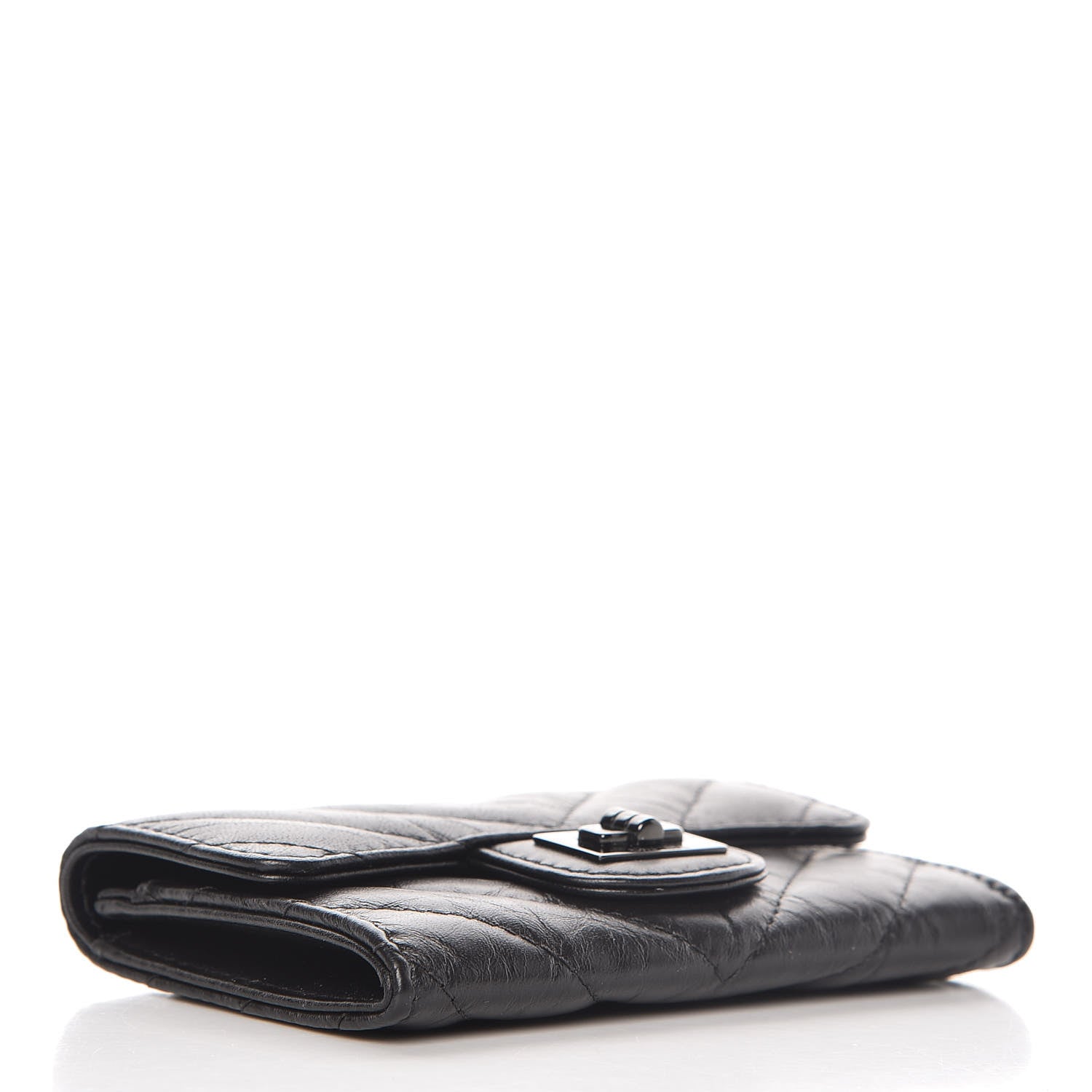 Chanel Aged Calfskin Chevron Quilted Reissue Card Holder Wallet So Black 4 of 11