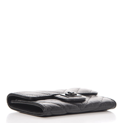Chanel Aged Calfskin Chevron Quilted Reissue Card Holder Wallet So Black 4 of 11