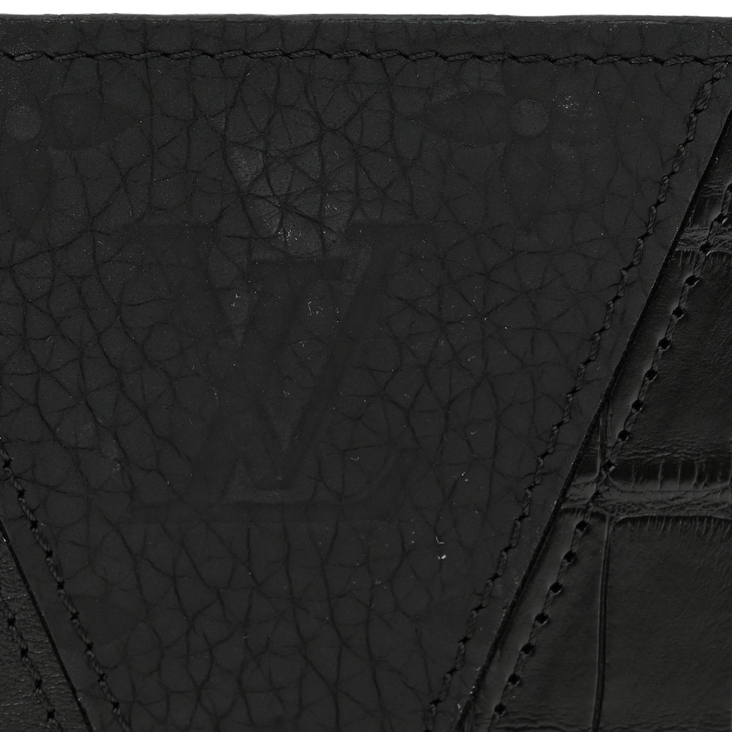 Crocodile Ostrich Taurillon Monogram Shadow Multiple Wallet Black