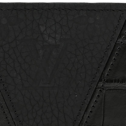 Louis Vuitton Crocodile Ostrich Taurillon Monogram Shadow Multiple Wallet Black 7 of 8