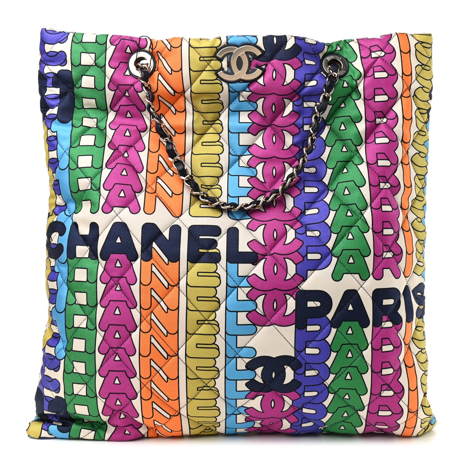 Chanel Printed Fabric Quilted Logo Large Shopping Tote Multicolor 1 of 9