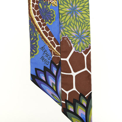 Hermes Silk The Three Graces Twilly Bleu Vert Marron 4 of 5
