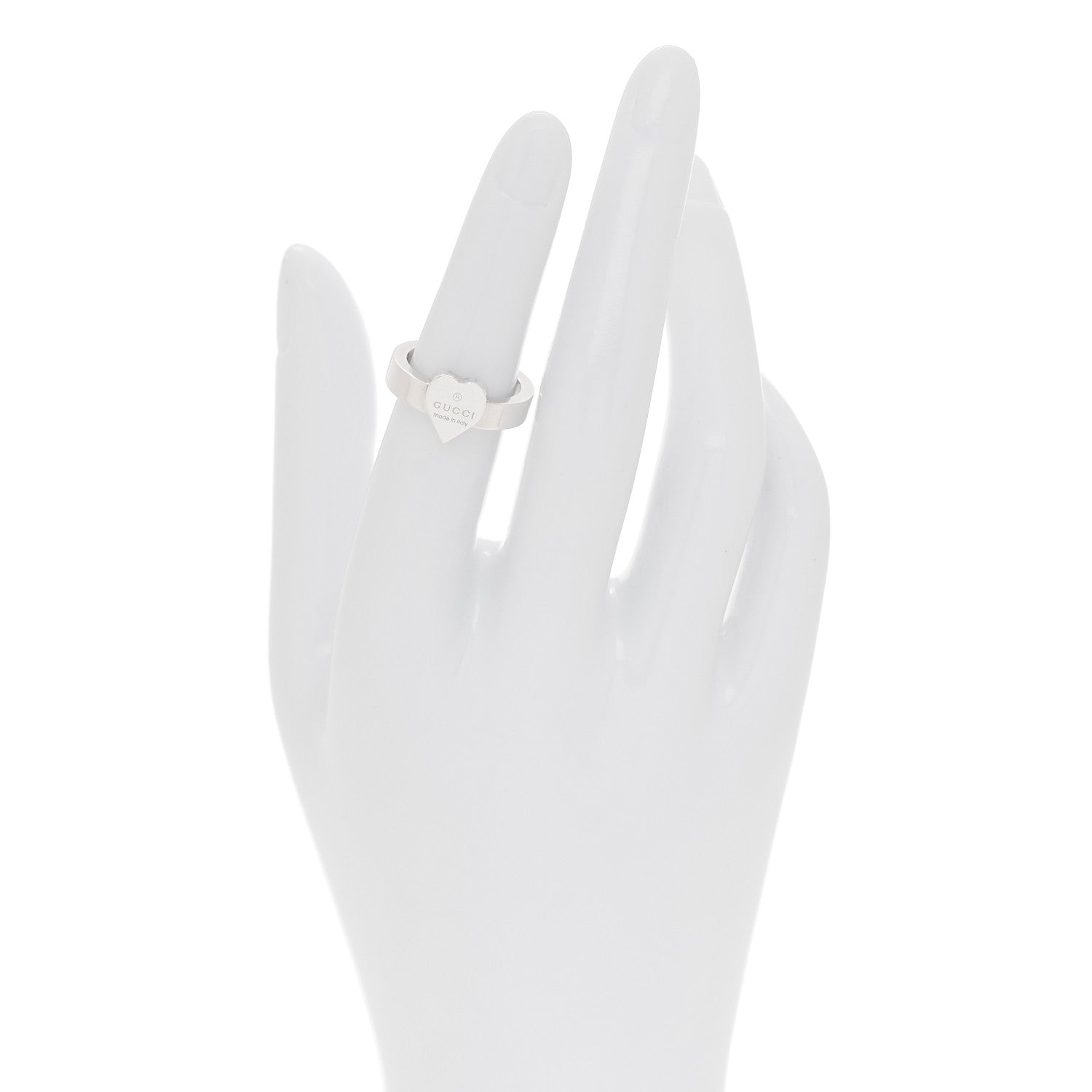 Gucci Sterling Silver Trademark Heart Ring 50 5.5 2 of 4