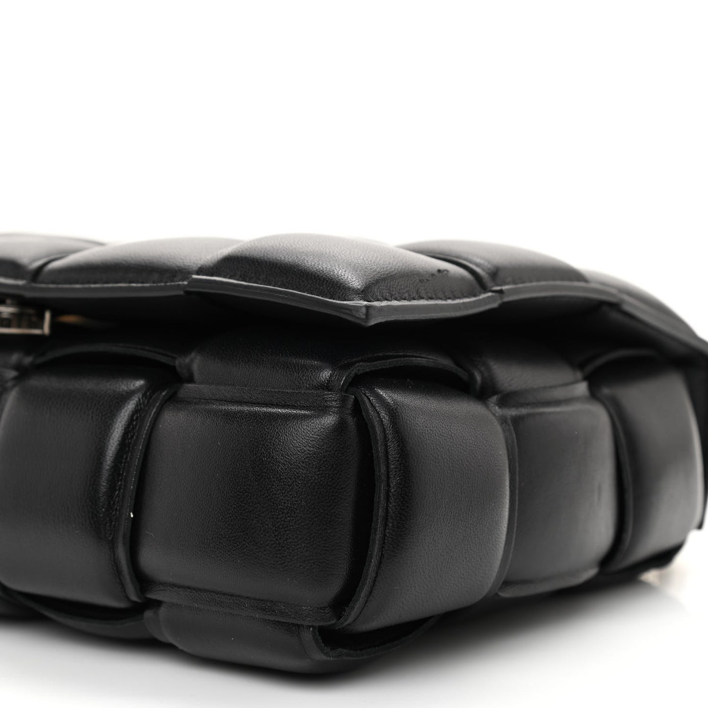 Lambskin Maxi Intreccio Padded Chain Cassette Crossbody Bag Black