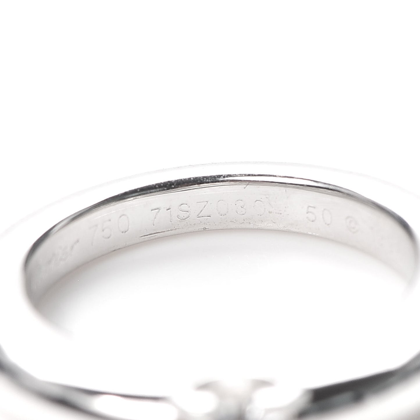 18K White Gold Diamond .28ct C De Cartier Solitaire Ring 50 5.25