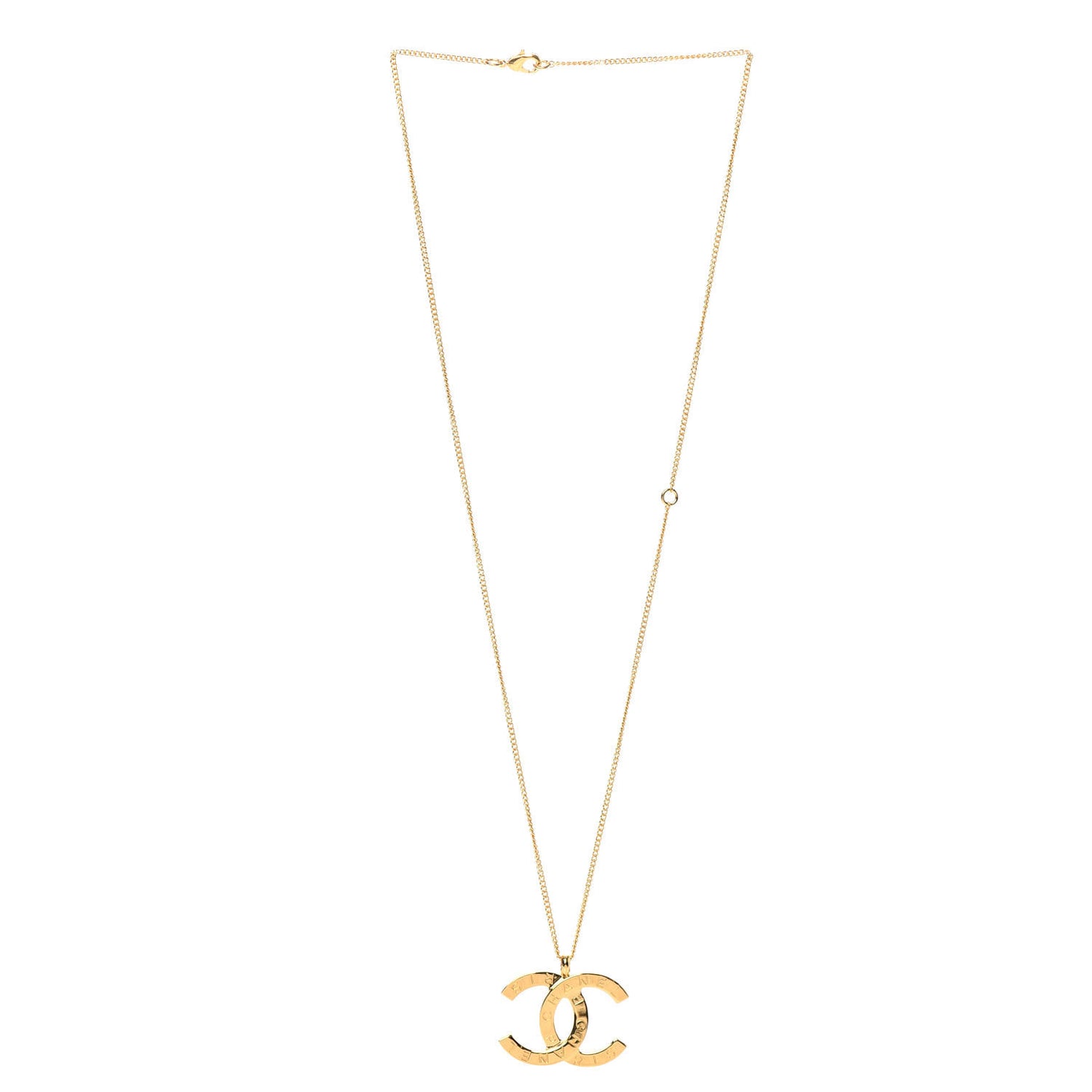 Metal CC Paris Button Necklace Gold