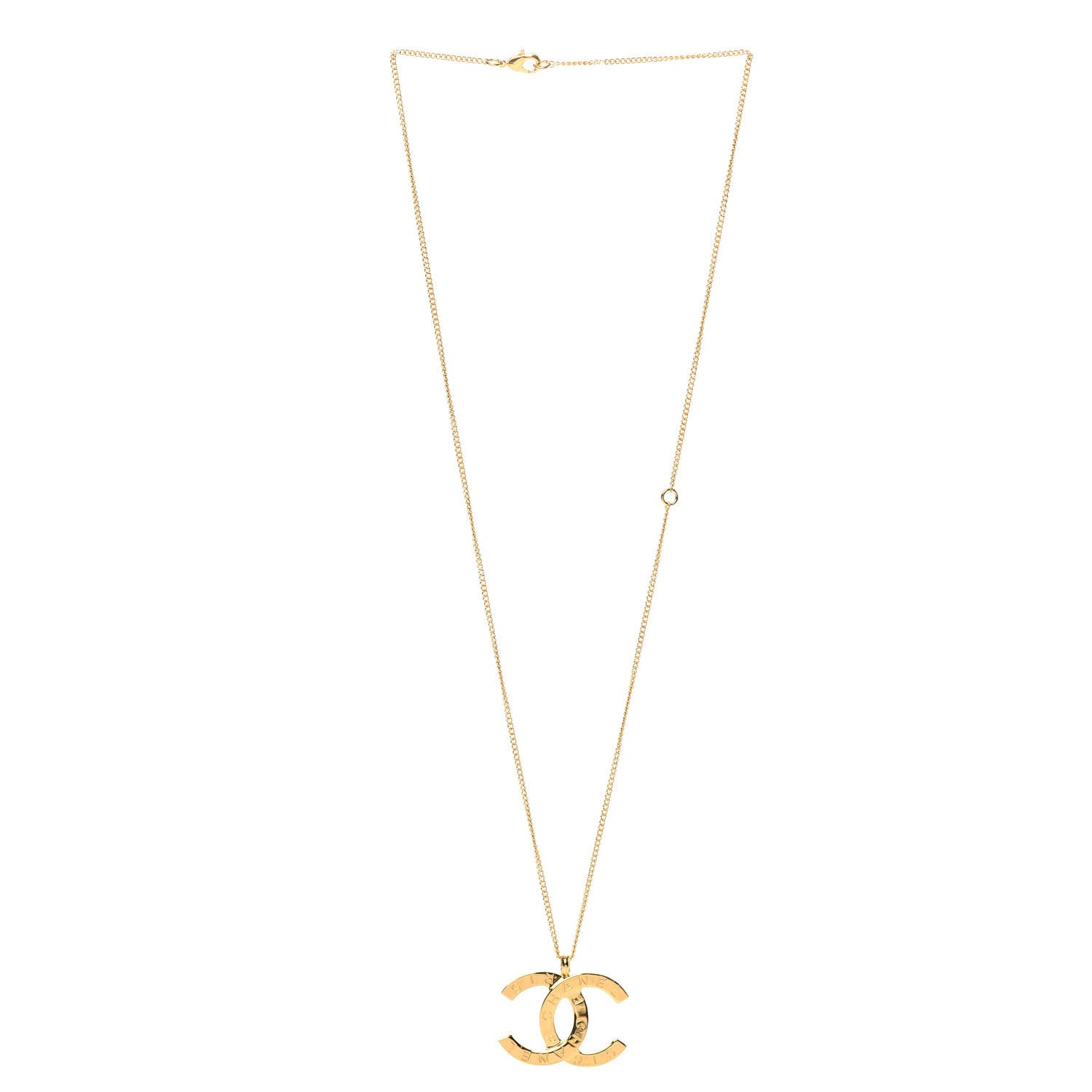 Chanel Metal CC Paris Button Necklace Gold 3 of 6