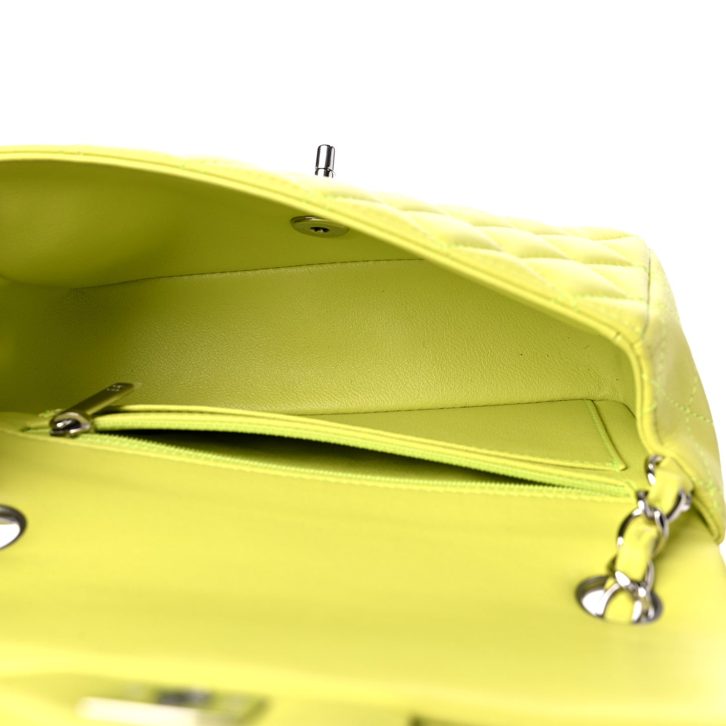 Lambskin Quilted Mini Rectangular Flap Yellow
