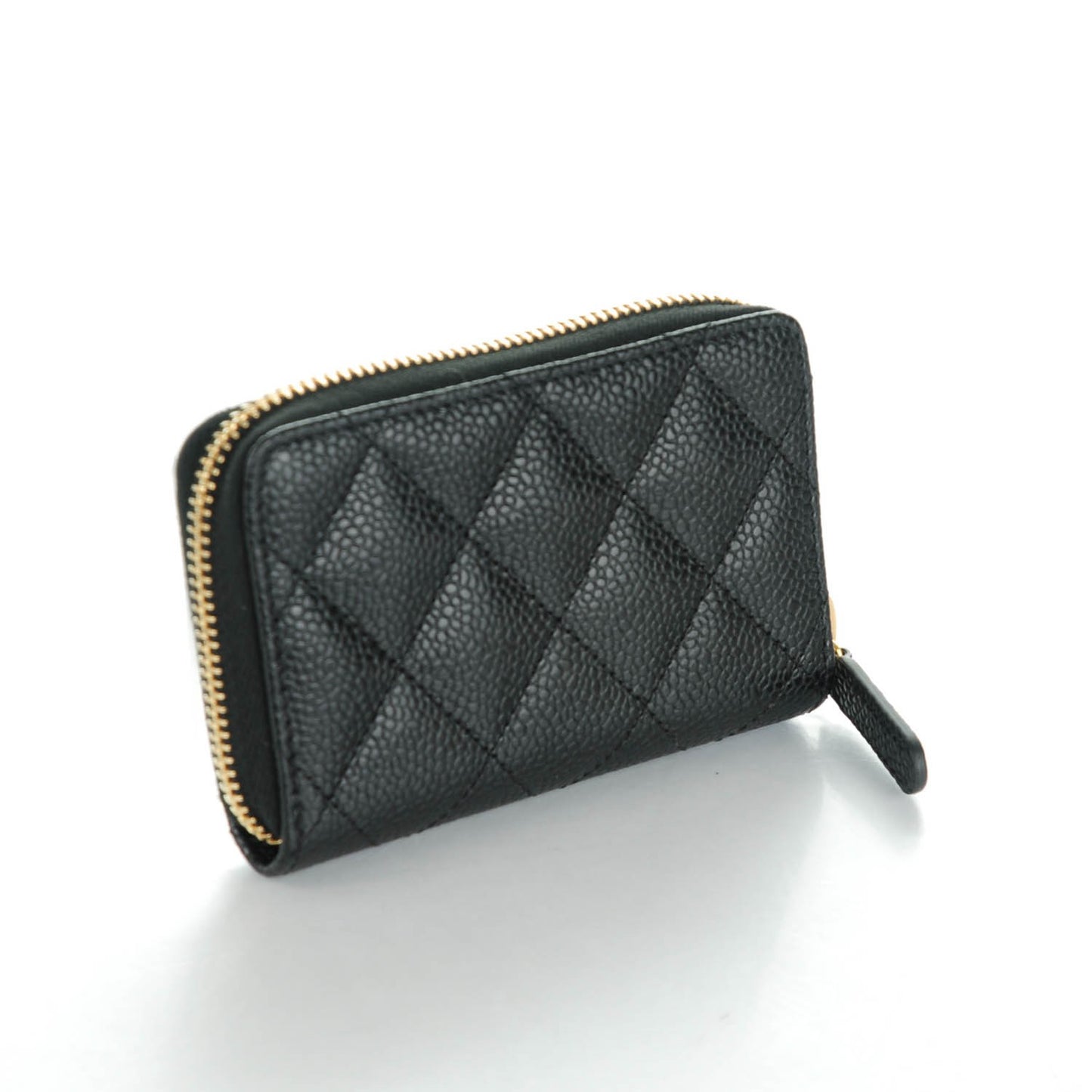 Caviar Quilted Zip Coin Purse Black