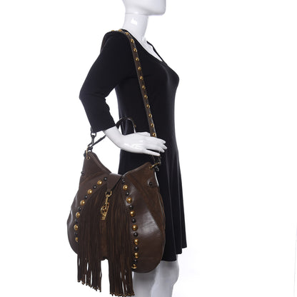 Gucci Calfskin Suede Fringe Babouska Hobo Brown 2 of 11