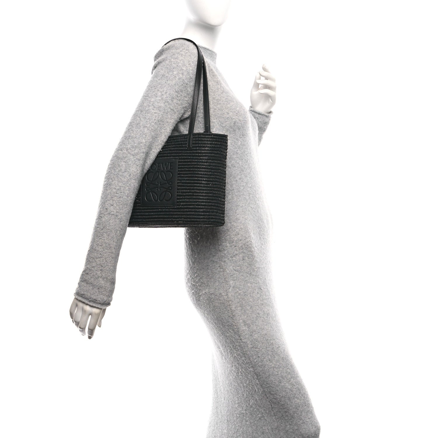 Loewe Raffia Square Small Basket Tote Bag Black 2 of 13