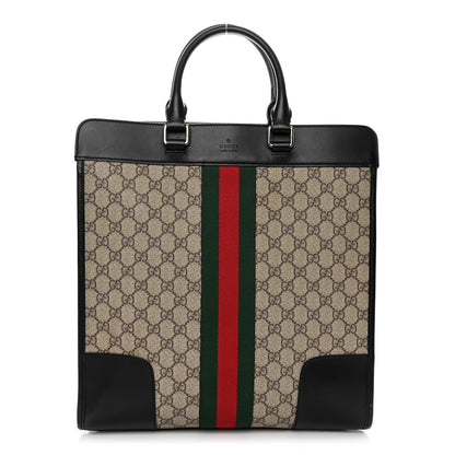 Gucci GG Supreme Monogram Vintage Web Large Tote Bag Black 1 of 12