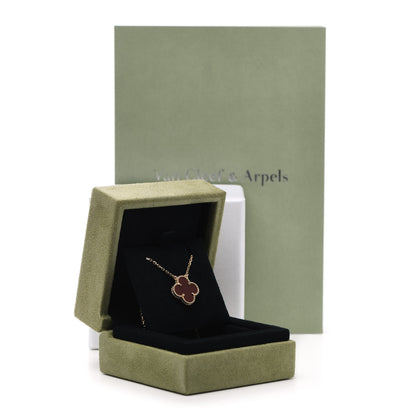 Van Cleef & Arpels 18K Yellow Gold Carnelian Vintage Alhambra Pendant Necklace 6 of 6