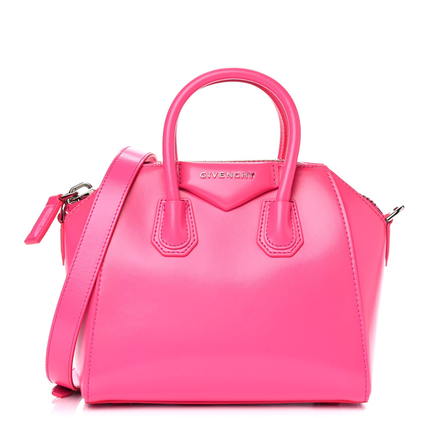 Shiny Lord Calfskin Mini Antigona Shocking Pink