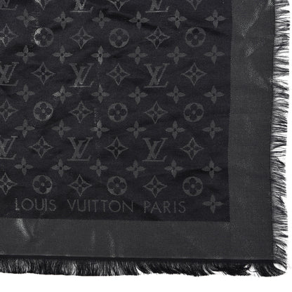 Louis Vuitton Silk Lurex Wool Monogram Shine Shawl Black 3 of 4