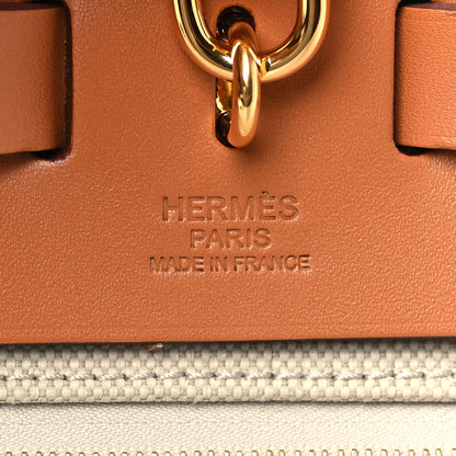 Hermes Military Toile Vache Hunter Herbag Zip Retourne 31 PM Beton Naturel 7 of 12