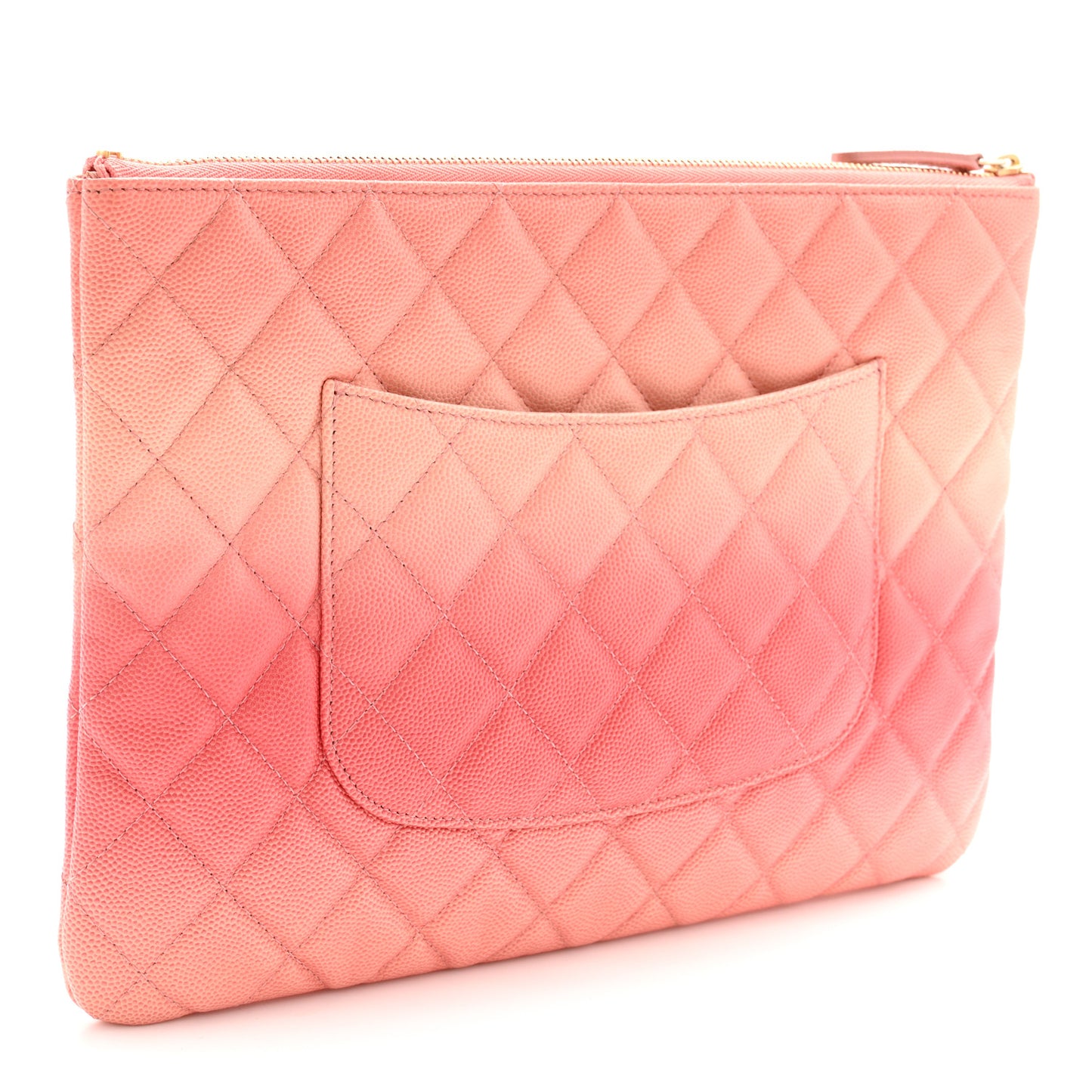 Caviar Quilted Ombre Medium Cosmetic Case Coral