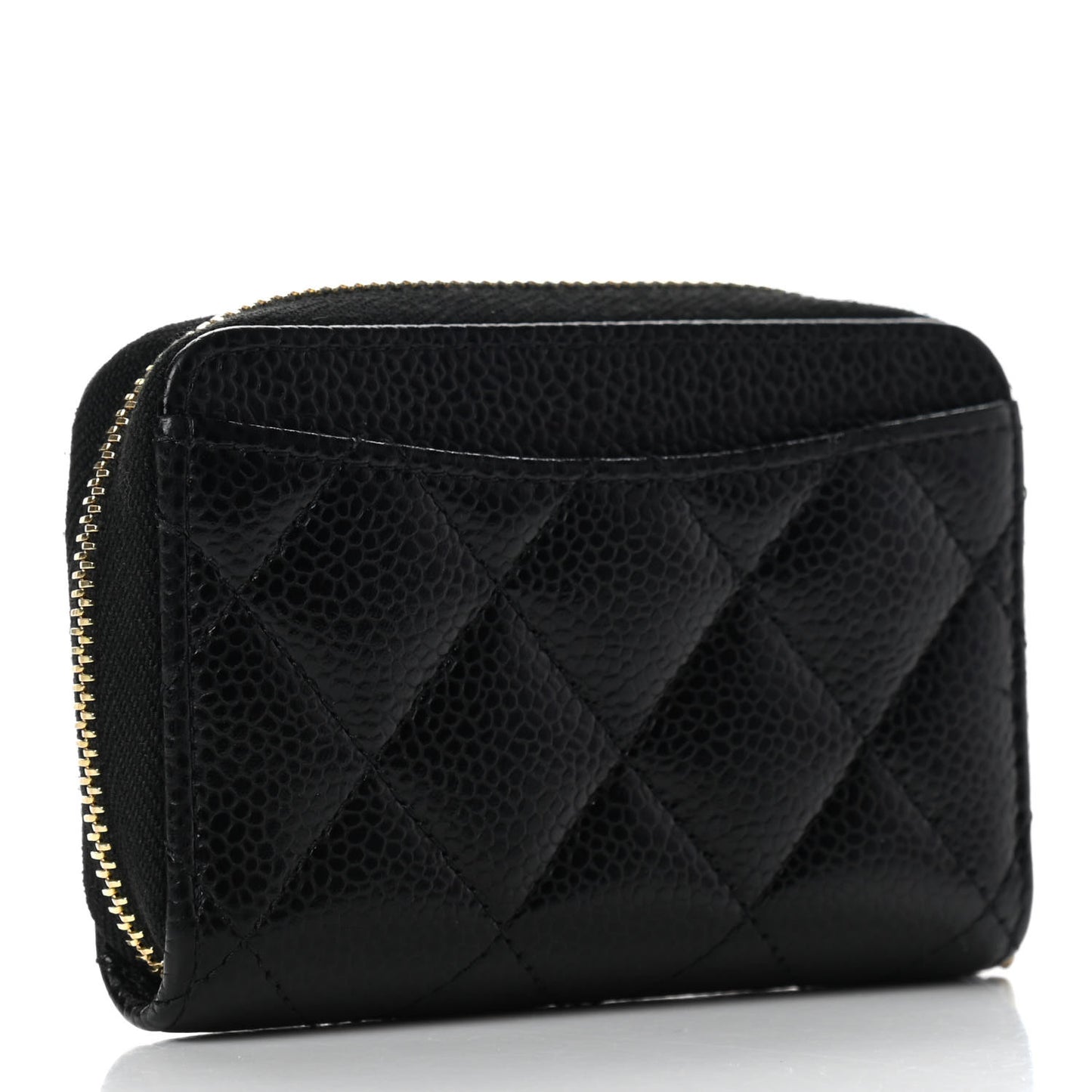 Caviar Quilted Zip Coin Purse Black