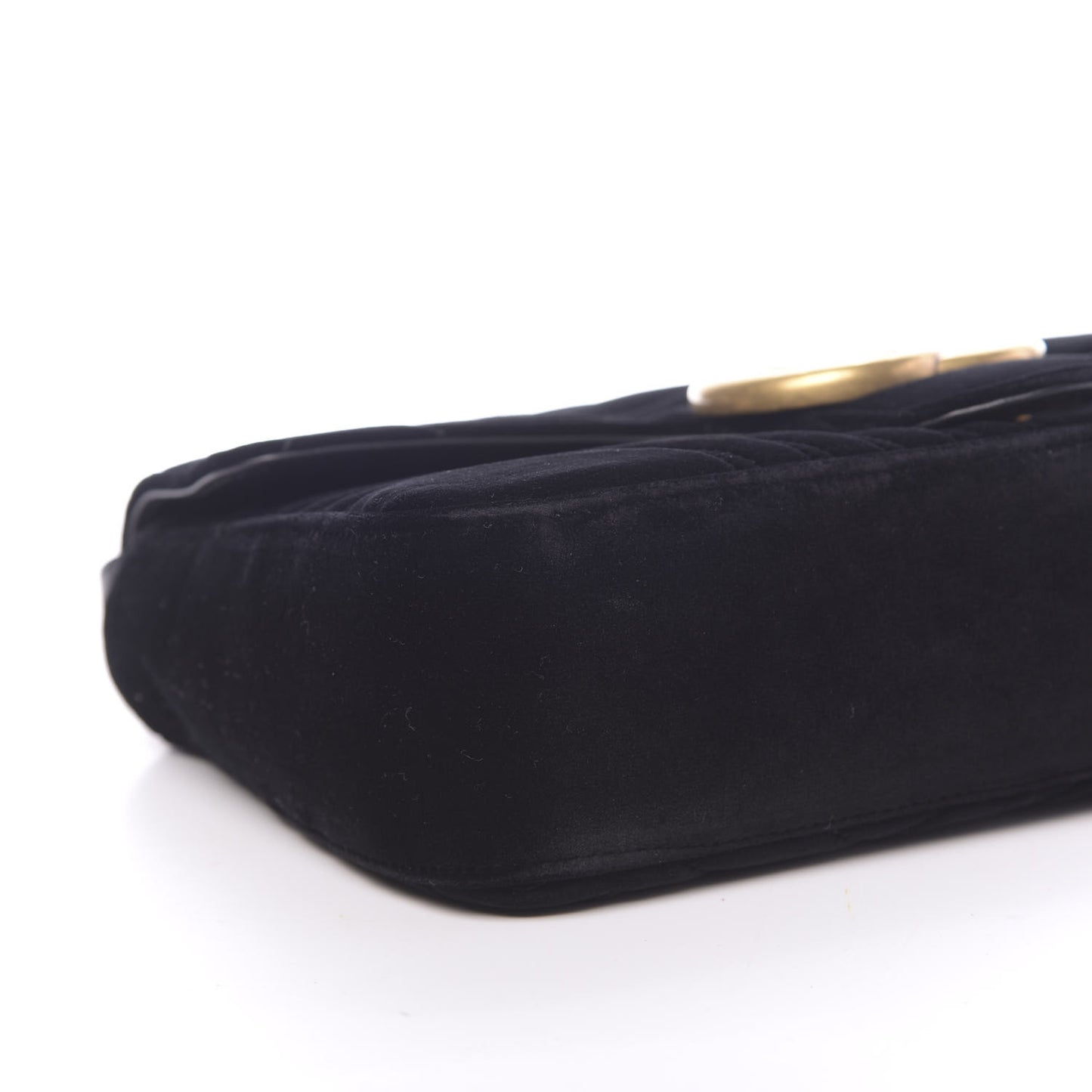 Velvet Matelasse Medium GG Marmont Shoulder Bag Black