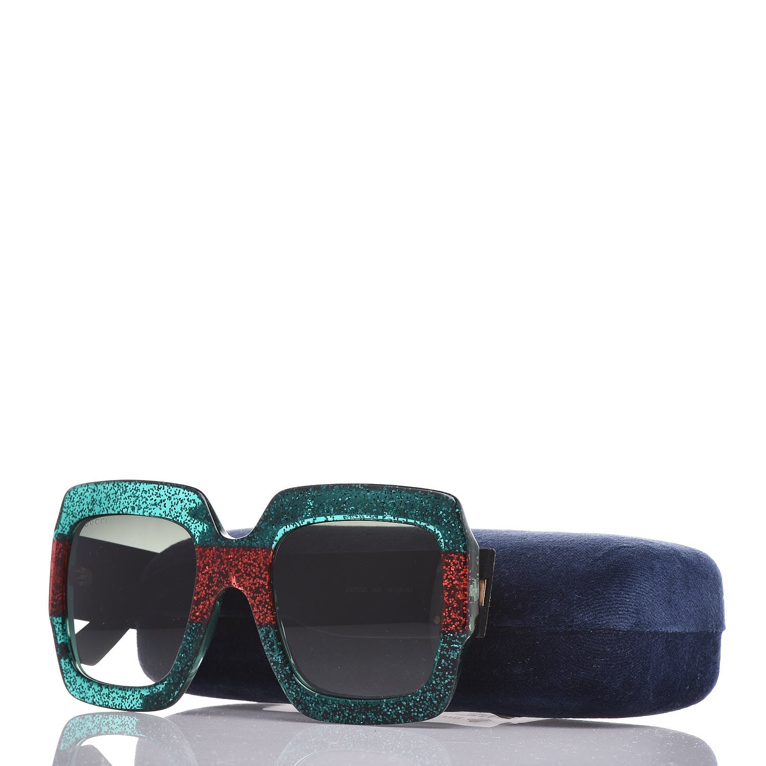 Gucci Square Frame GG0102S Sunglasses Glitter Red Black Green 8 of 8