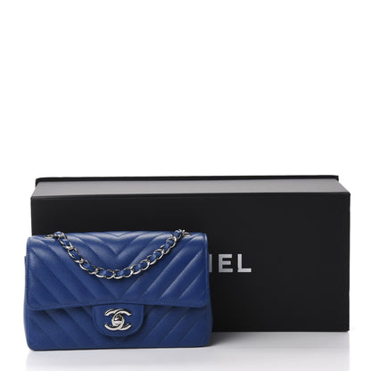 Chanel Caviar Chevron Quilted Mini Rectangular Flap Blue 11 of 11