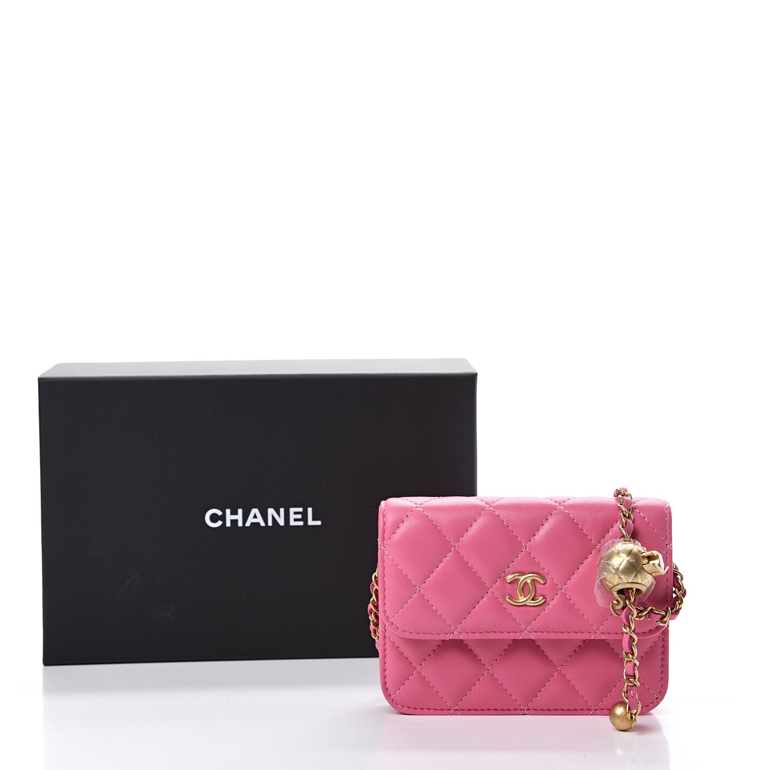 Chanel Lambskin Quilted Pearl Crush Clutch With Chain Pink 11 of 11