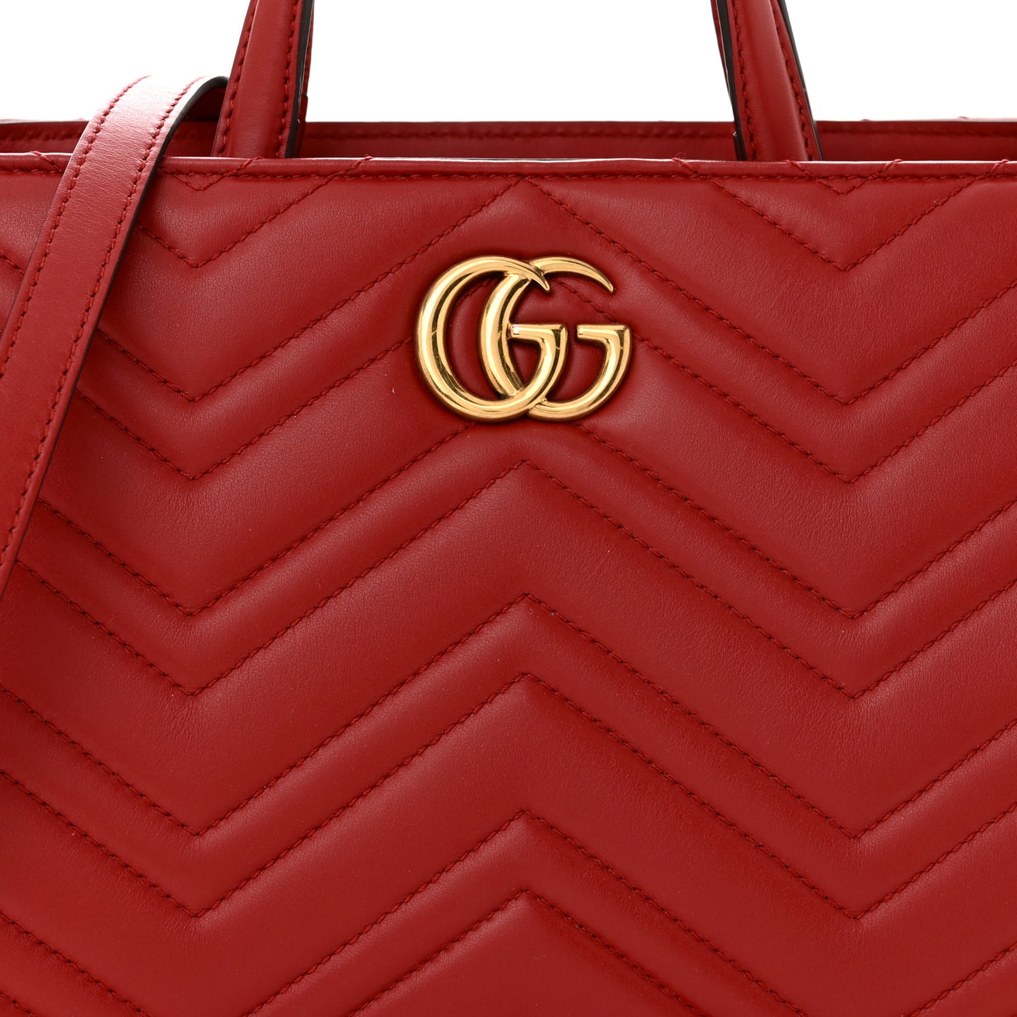 Calfskin Matelasse Small GG Marmont Tote Hibiscus Red