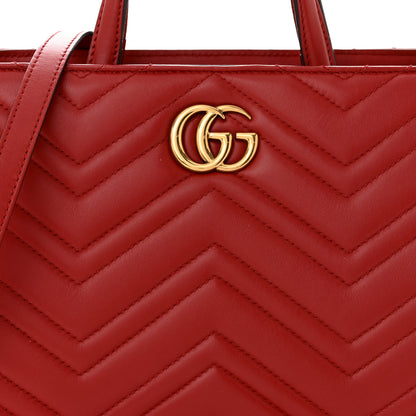 Gucci Calfskin Matelasse Small GG Marmont Tote Hibiscus Red 7 of 9
