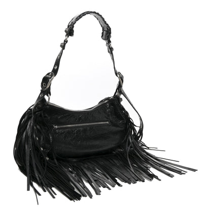 Balenciaga Agneau Arena Small Le Cagole Fringe Shoulder Bag Black 3 of 9