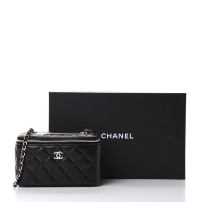 Chanel Lambskin Quilted Trendy Small Vanity Case With Chain Black 11 of 12