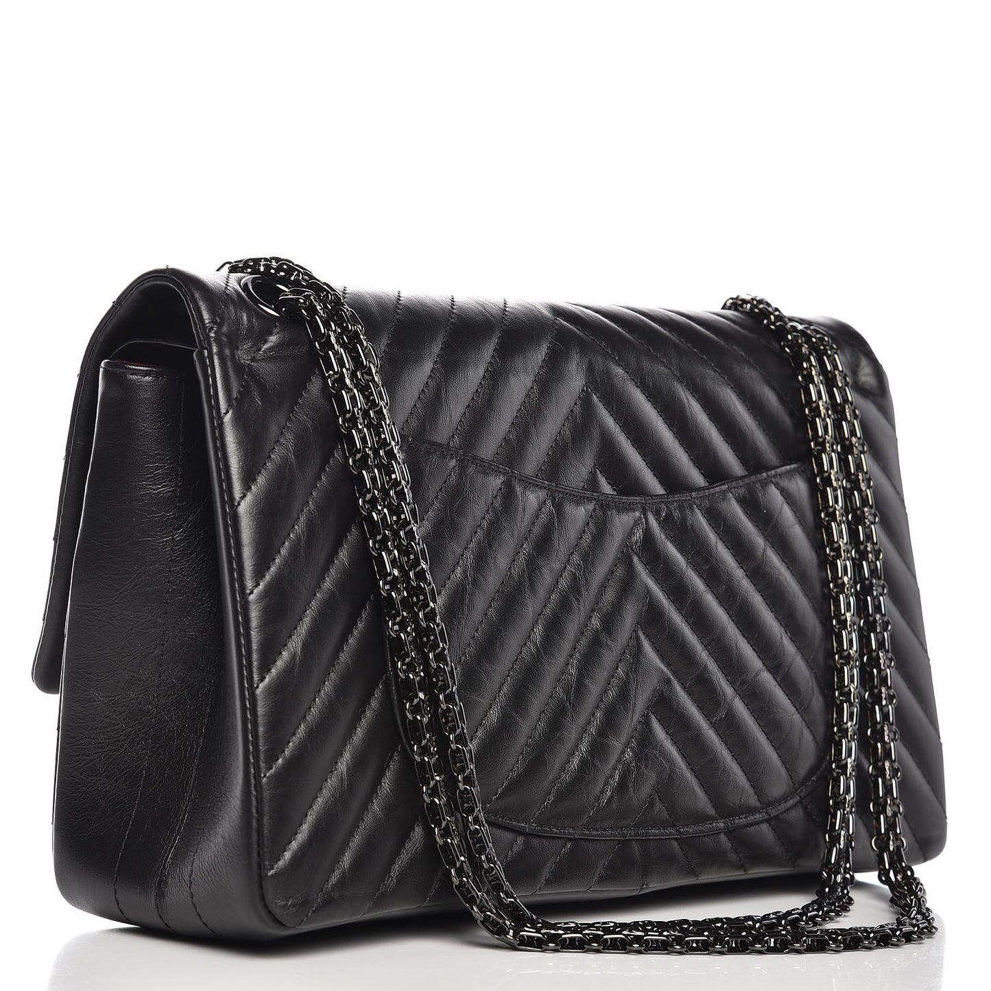 Aged Calfskin Chevron Quilted 2.55 Reissue 226 So Black