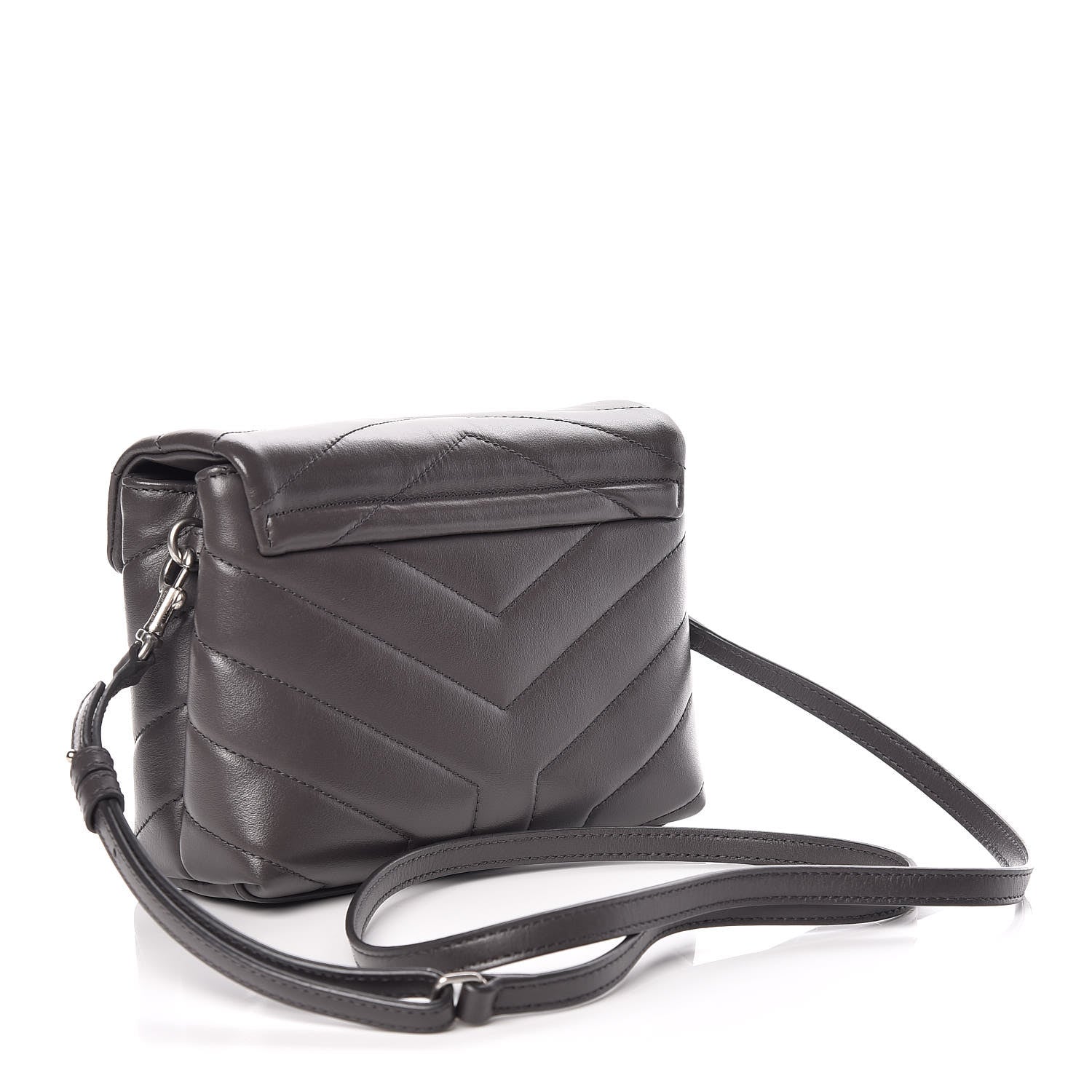 Saint Laurent Calfskin Y Quilted Monogram Toy Loulou Crossbody Bag Asphalt 3 of 12