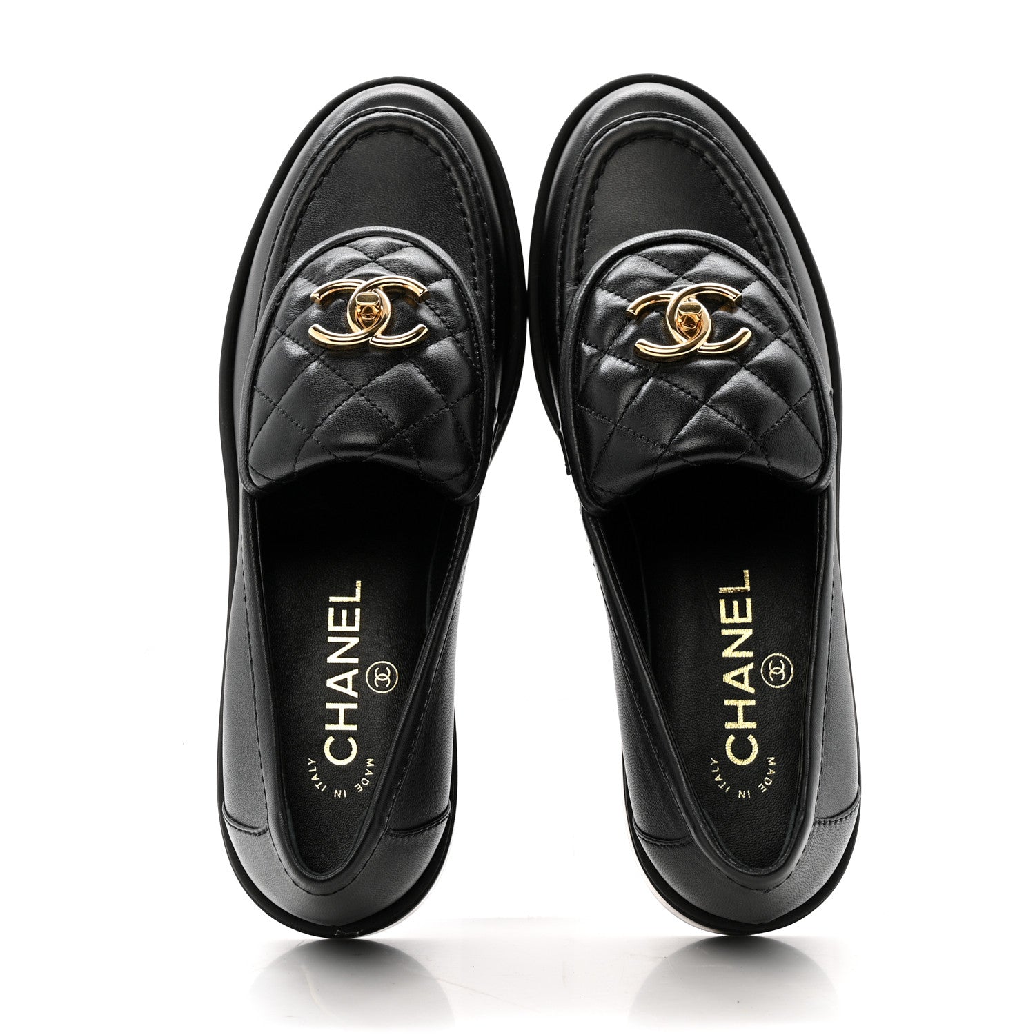Chanel Lambskin Quilted CC Turnlock Loafers 38 Black 3 of 10