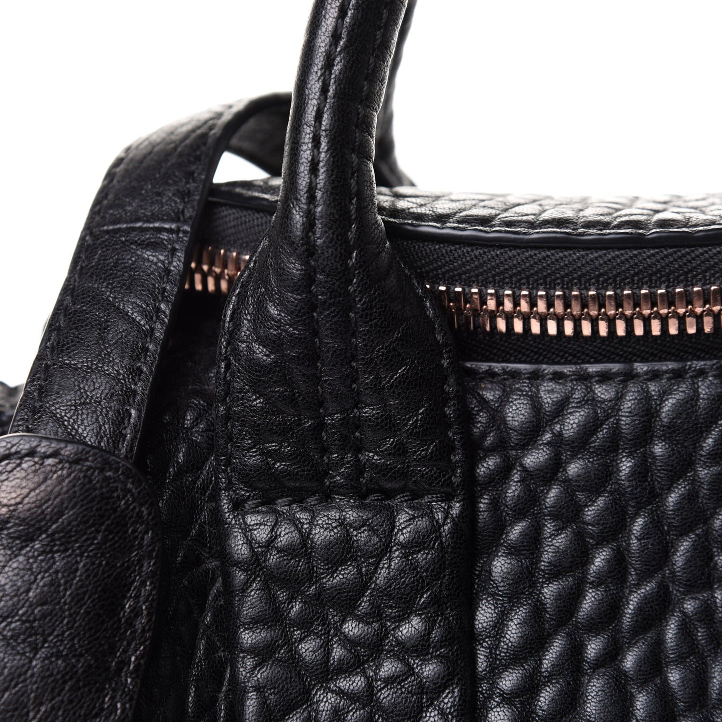 Pebbled Lambskin Mini Rockie Black Rose Gold Hardware
