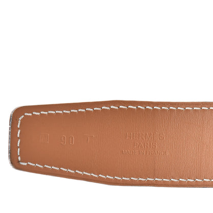 Hermes Epsom Strie 32mm H Belt 90 White 4 of 8
