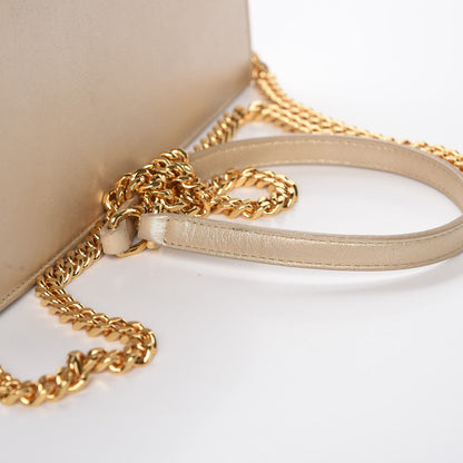 Saint Laurent Metallic Fabric Monogram Envelope Chain Wallet Champagne 10 of 10