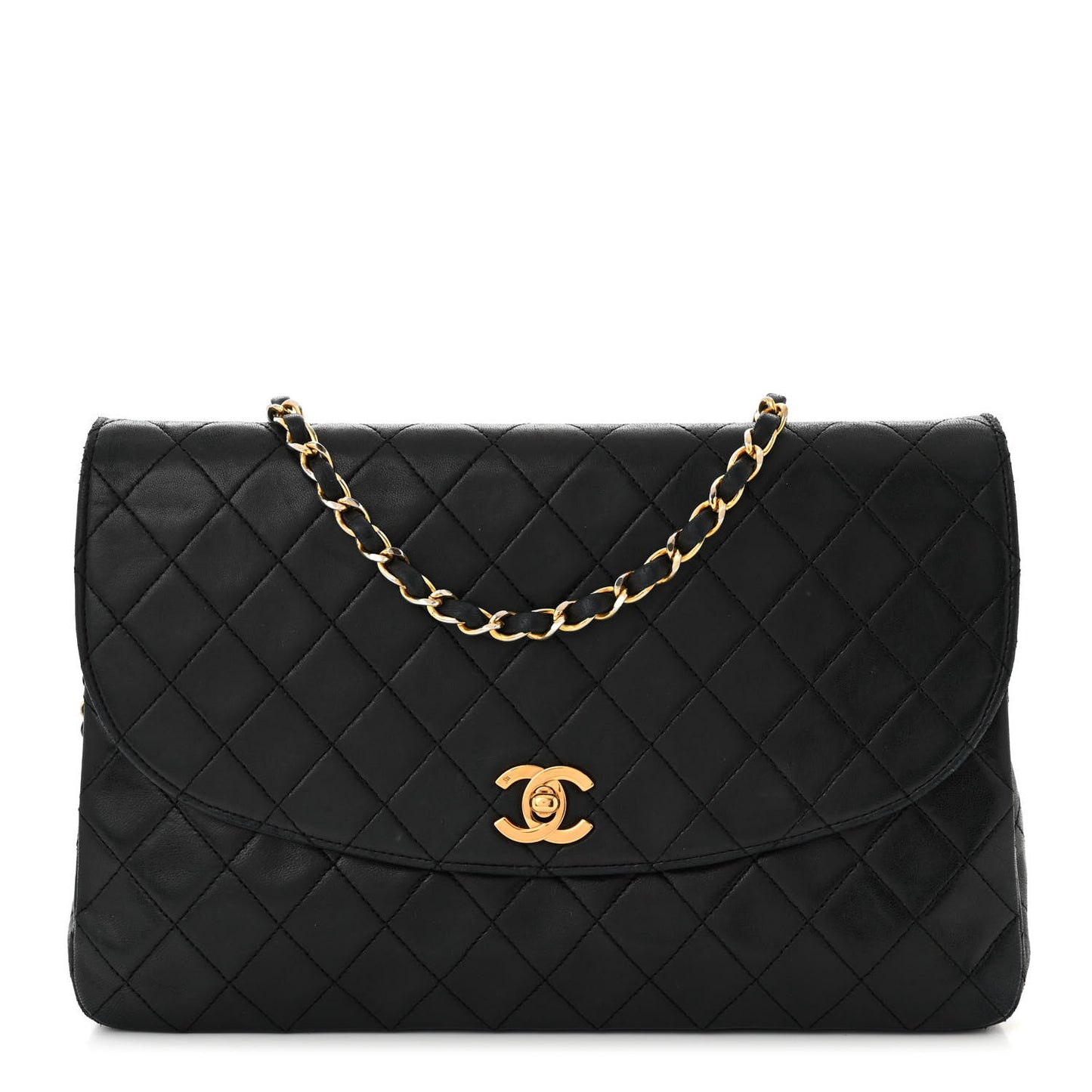 Lambskin Quilted Medium Single Flap Black