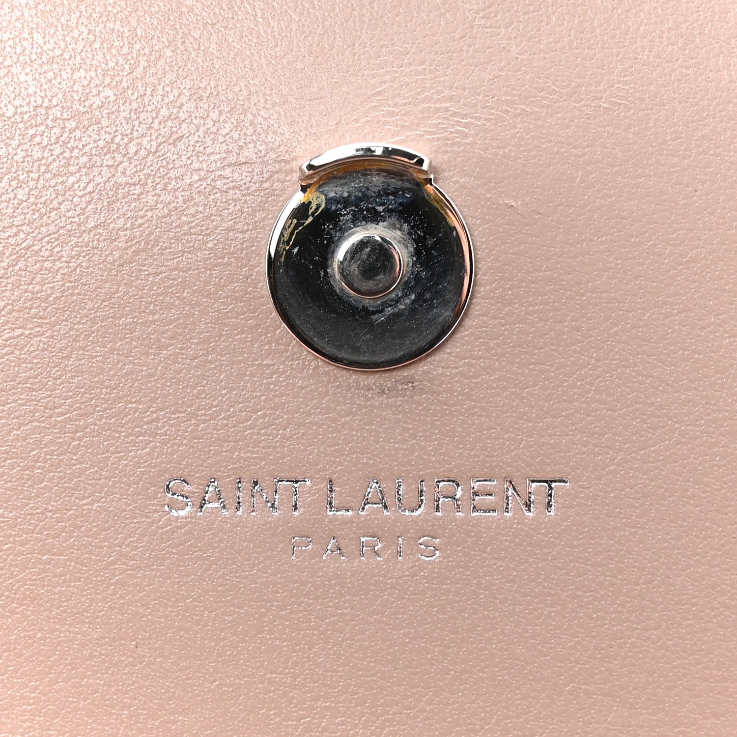 Saint Laurent Calfskin Crocodile Embossed Monogram Sunset Chain Wallet Soft Nude 6 of 15