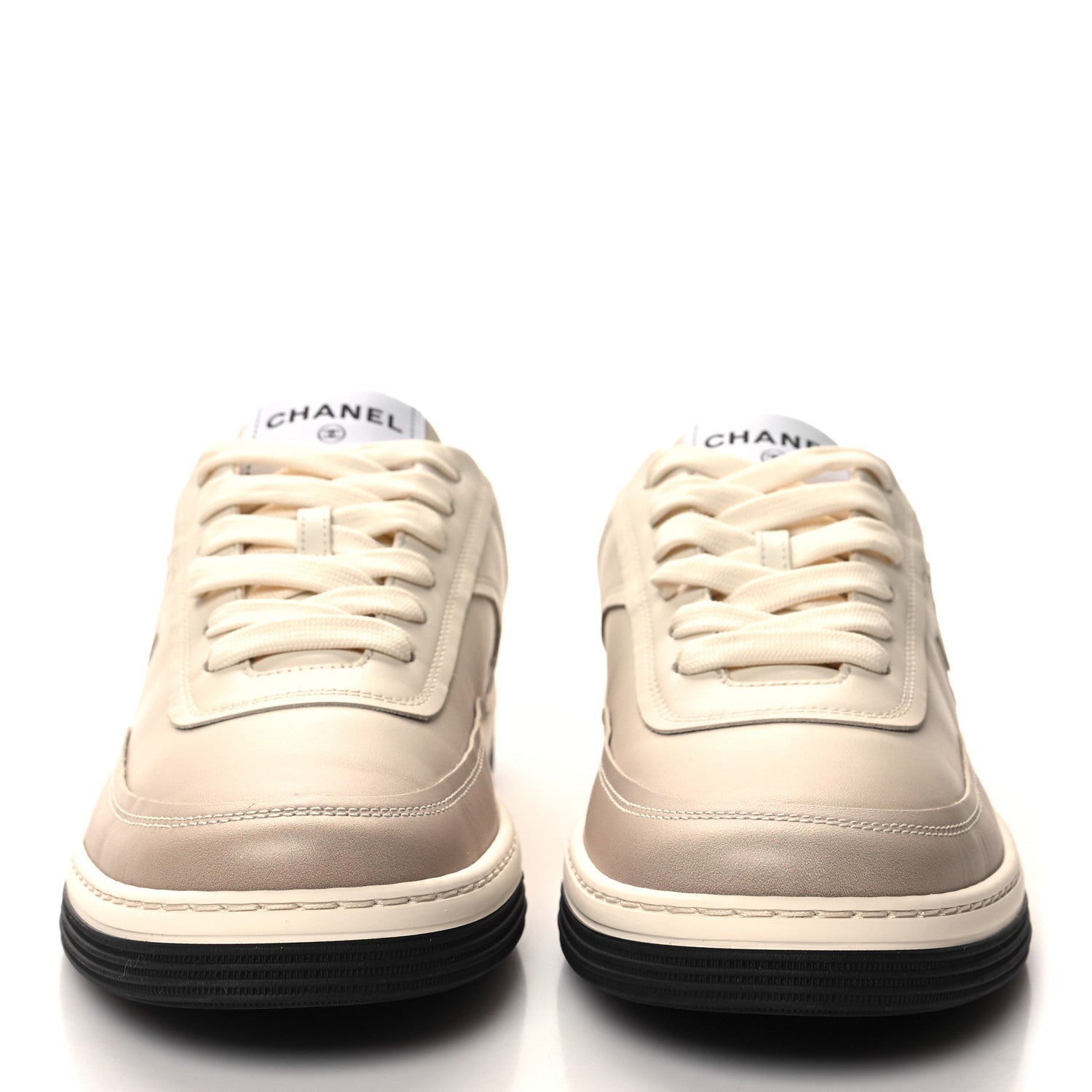 Chanel Printed Calfskin Womens CC Logo Sneakers 40.5 Beige 2 of 9