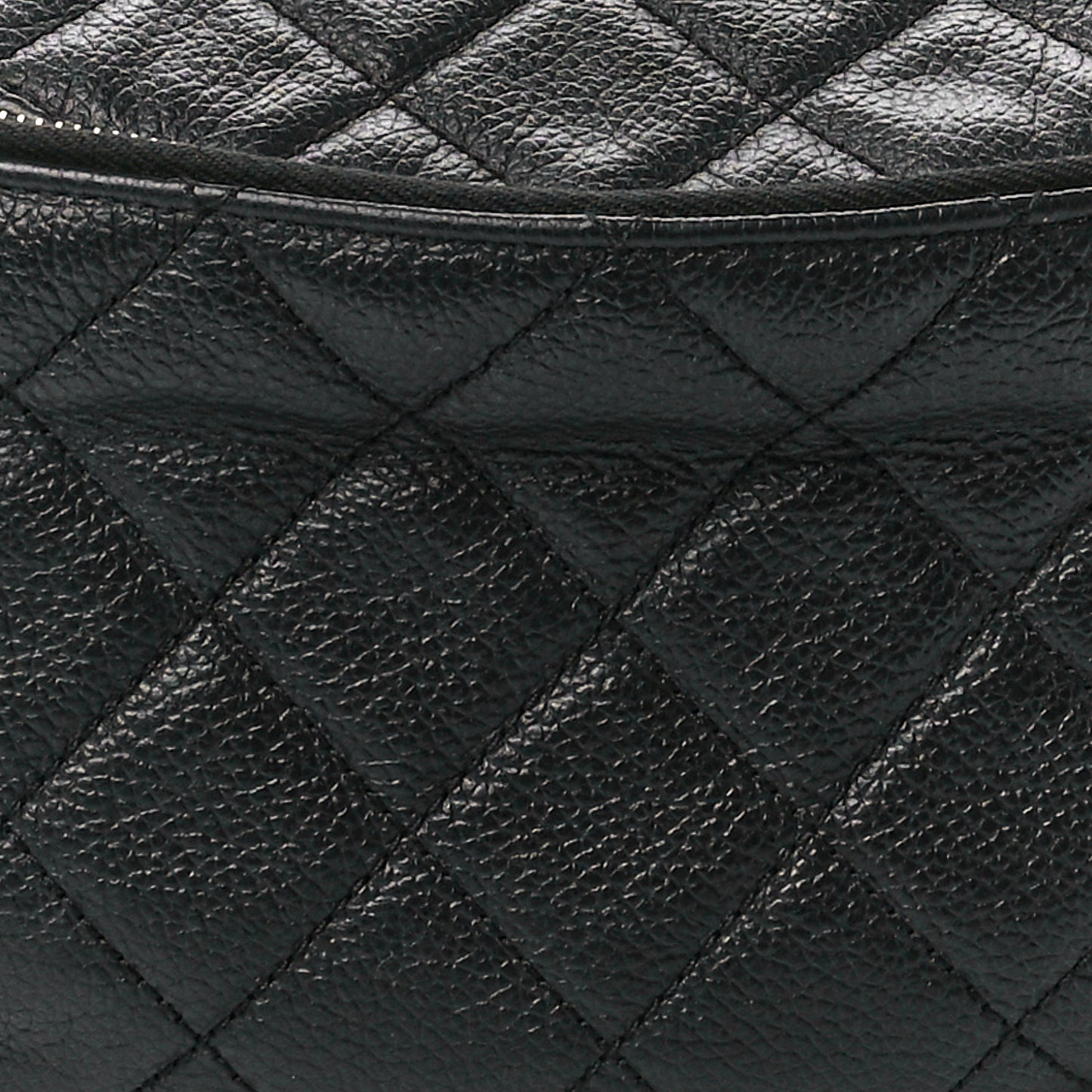 Grained Calfskin Quilted Waist Belt Bag Black