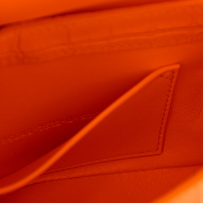 Balenciaga Shiny Super Supple Calfskin Crocodile Embossed Small XX Flap Stretch Bag Pop Orange 8 of 11